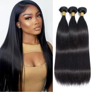 Pas cher Brésilien Os Droite Cheveux Humains 3 4 Bundles Bruts Vierge Remy Extensions de Cheveux Double Trame En Gros 30 32 Pouce Bundle