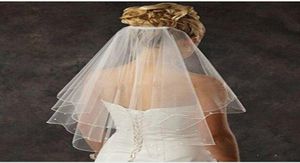 Goedkope Bruids Veils 2 Tier Spark Bridal Pearl Wedding Veil met Comb2022333