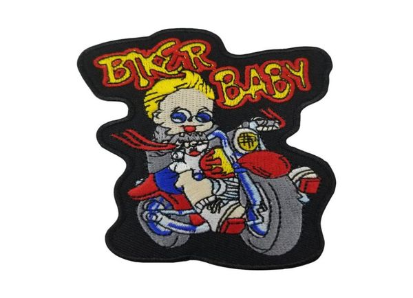 Biker de bande dessinée pas cher bébé petit garçon monte de moto de moto de la broderie fer sur badge pour les vêtements pour enfants 4 pouces 7593840