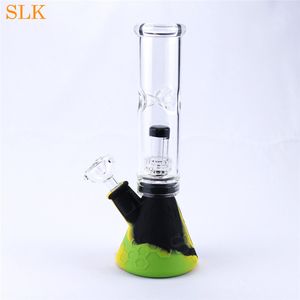 China groothandel waterpijp glas roken tabak pijp 10 Inch rechte buis water bong met siliconen bodem en 14mm kom