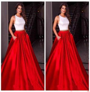Goedkope Chinese halter luxe rode rok prom jurken satijn op maat gemaakte formele onderpartjurken avondkleding feestjurken8866292