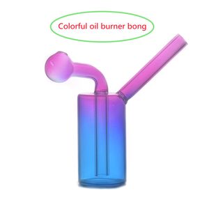 Barato colorido Mini tubo de agua de vidrio Hookahs Bongs con quemador Punta de filtro Bubbler Dab Oil Rig Pipes