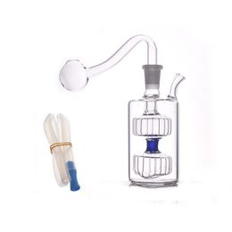 Goedkope Kleurrijke Vierkante Vorm mini water dab rig bong Creatieve 10mm vrouwelijke glazen oliebrander pijpen met siliconen slang mond tip mondstuk en kom