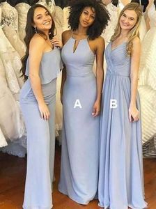 Robes de demoiselle d'honneur de pays bon marché Styles mixtes Pantalon de combinaison Demoiselle d'honneur robes de soirée formelles avec Capes Robes sexy de bal 2018 prom chic