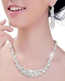 Goedkope Kristallen Bruids Sieraden Set Verzilverd Ketting Diamanten Oorbellen Bruiloft Sieraden Sets Voor Bruid Bruidsmeisjes Vrouwen Bruids A5925809