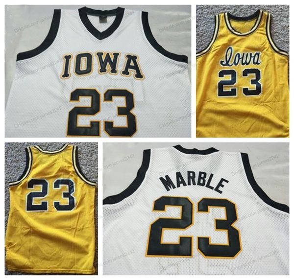 Custom CARACE #23 Roy Marble Iowa College Basketball Jersey Men's All Ed White amarillo cualquier tamaño 2XS-5XL Nombre o número Envío gratis