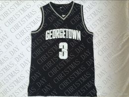 Goedkoop Custom Allen Iverson # 3 Georgetown Hoias Black College Jersey Stitched Mannen Stitched Pas Any Num Number Men Dames Jeugd Jersey aan