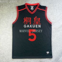 Barato personalizado Anime Kuroko No Basuke baloncesto Jersey GAKUEN No.5 Aomine Daiki Cosplay disfraz XS-5XL NCAA