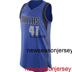 Pas cher Personnalisé Dirk Nowitzki # 41 Bleu Jersey Cousu Hommes Femmes Jeunes XS-6XL Basketball Maillots