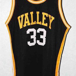 Pas cher personnalisé Larry Bird # 33 Valley High School Basketball Jersey Noir Blanc Points de broderie Personnaliser n'importe quelle taille et nom gilet chemise