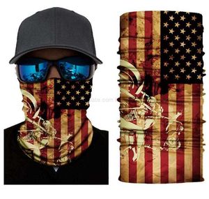 Goedkope op maat gemaakte naadloze buis gezichtssjaal bandana hoofdband nekwarmer koeling fiets nekbeschermer warmer 3D Amerikaanse vlag maskers hoofdbanden voor kamperen wandelen