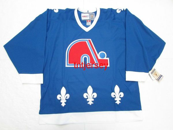 goedkope custom QUEBEC NORDIQUES VINTAGE CCM HOCKEY JERSEY Stitch voeg een willekeurig nummer toe naam MANNEN KID HOCKEY JERSEYS XS-5XL