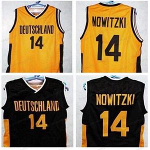 Custom Retro # 14 Dirk Nowitzki Jersey Basketball Jaune Jaune Jaune Jaune Noir Toute taille 2XS-5XL Nom et numéro