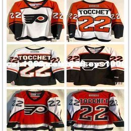 Barato personalizado Rick Tocchet # 22 CCM Classic Jersey Philadelphia Flyers Orange Mens Jerseys de costura personalizados