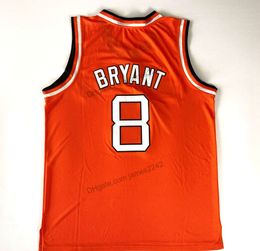 Goedkope Custom Rucker Bryant # 8 Entertainers Basketbal Jersey Alle gestikte Oranje Any Num Number Size 2xS-3XL Topkwaliteit