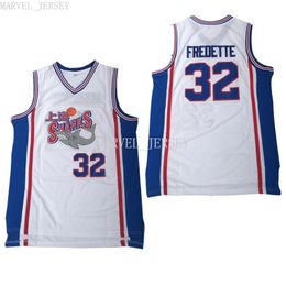 barato personalizado shanghai shark 32 FREDETTE jersey Bordado película blanco China XS-5XL NCAA