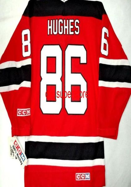 Pas cher personnalisé VINTAGEJACK HUGHES NJ DEVILS ROUGE CCM HOCKEY JERSEY Point ajouter n'importe quel numéro nom HOMMES KID HOCKEY JERSEYS XS5XL8424349