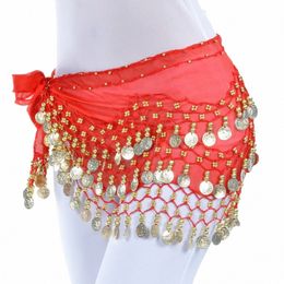 voordelige Dancewear Vrouwen Praktijkkleding Driehoek Hippe Sjaal Kleurrijke Rijnste Verstelbare Fit 128 Gouden Munten Buikdans F3xv #