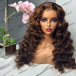 Cheap Dark Chestnut Brown 100% Cabello humano Transparente HD Full Lace Pelucas para mujeres negras Glueless 200Density Thick 13x6 Deep Part Lace Front Pelucas