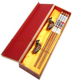 Baguettes décoratives bon marché, coffret cadeau imprimé en bois chinois, 2 ensembles, 1 ensemble, 2 paires, 8113020