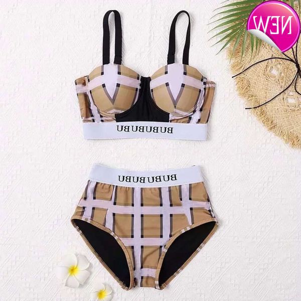 Diseñador barato Sexy Bikini Sets 2024 Nuevo moda Venta caliente Sense Beach Beach Swin Traje de baño Summer Strap Strap Bur Patrón de cuadros a cuadros