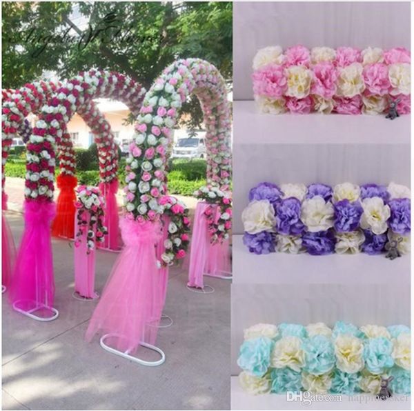 Accesorios de decoración de fondo de arco de boda DIY barato Dalia artificial flores de seda rosa arreglo de flores guía de camino corredor de flores 20pc