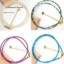 Pierres précieuses à facettes 2-3mm perles collier Bracelet Quartz cristal agate perle naturelle aigue-marine hommes femme bijoux cadeau de fête bijoux de modeBracelets pierres précieuses