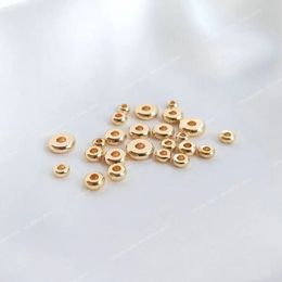 Laiton plaqué or 14 carats, perles d'espacement rondes de 3mm, 4mm, 5mm, 6mm, 7mm, perles de Bracelet plates de haute qualité, accessoires de bijoux à bricoler soi-même, fabrication de bijoux, résultats de bijoux