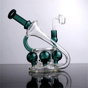 Fab Egg Bong Recycler Donkergroen Glazen Bong Waterpijpen Birdcage Percolator Klein Recycler Rig 2 Functie Glazen Bong 14 mm Banger