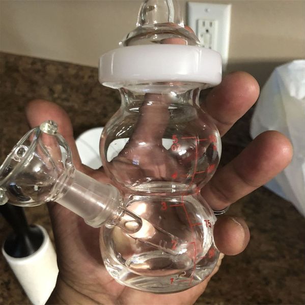 Biberon Petit Bong narguilés Avec 14mm Bol Heady Verre Dab Rigs Fumer Pipe À Eau Bécher Bong Downstem Perc 6,3 pouces