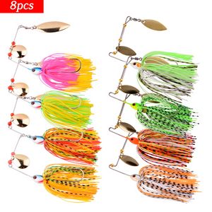 4 pièces/8 pièces leurre de pêche Wobbler leurres Spinners cuillère appât pour brochet pêche s'attaquer à tous les appâts artificiels paillettes métalliques Spinnerbait pêcheFishing Lures