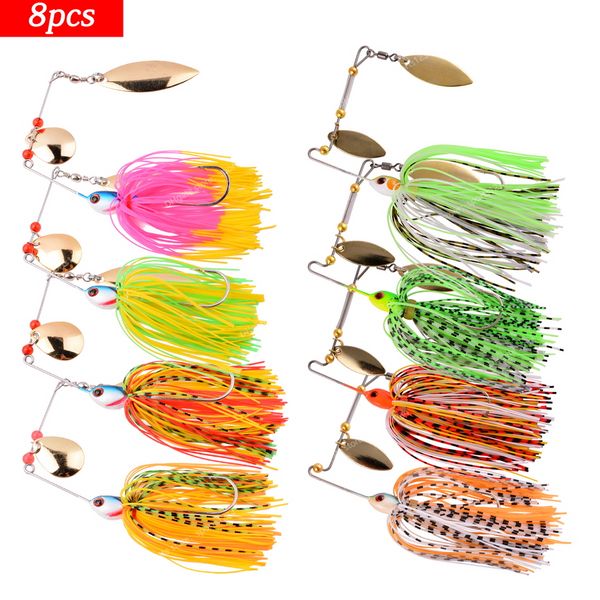 Señuelos de pesca Wobbler, cebo giratorio con cuchara para Lucio, aparejos de pesca, todos los cebos artificiales, lentejuelas metálicas, Spinnerbait, pesca, 4 Uds./8 Uds.