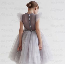Robe de fille de fleur de fleur ivoire tutus tutu jupe robes de mariée bébé princesse robe robe de basculement de robe de balle blanche