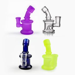 Glazen bong met helder groen geel blauw mini kleine dab rig koele recyclerolie vrouwelijk 14 mm fit waterhaakkus kwarts banger