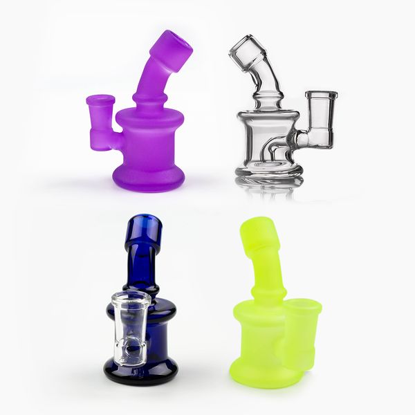 Bong de vidrio con verde claro amarillo azul Mini Small Dab Rig aceite reciclador fresco Hembra 14 mm apto Hookahs bowl Cuarzo Banger