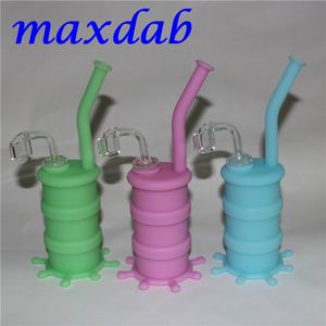 Glow in Dark Silicone Water Pipes Silicon Bongs Hookah Oil Rig met 4mm Dikke 14mm Mannelijke Quartz Banger Nail