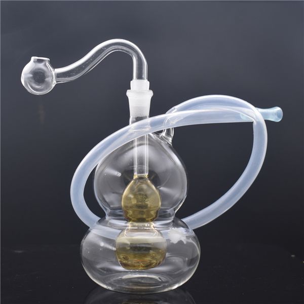 Forme de gourde bon marché Bong en verre plates-formes pétrolières Mini conduites d'eau fumeurs Blunt Bubbler bécher bong avec tuyau et tuyau de brûleur à mazout en verre