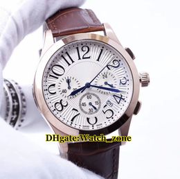 Goedkope Hoge Kwaliteit Klassieke Master Compressor Wit Dial Quartz Chronograph Mens Watch Rose Gold Case Lederen Band Horloges