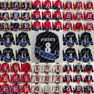 8 Alexander Ovechkin Jersey Evgeny Kuznetsov John Carlson Tom Wilson Nicklas Backstrom T. J. Oshie Camisetas de hockey Rojo Blanco Azul marino Estadio Serie Cosido