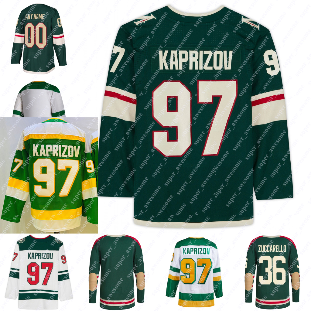 97 Kirill Kaprizov Jersey Marcus Foligno Matthew Boldy Mats Zuccarello Kevin Fiala Joel Eriksson Ek Jared Spurgeon Matt Dumba Marc-André Fleury Chandails de hockey Jeunesse