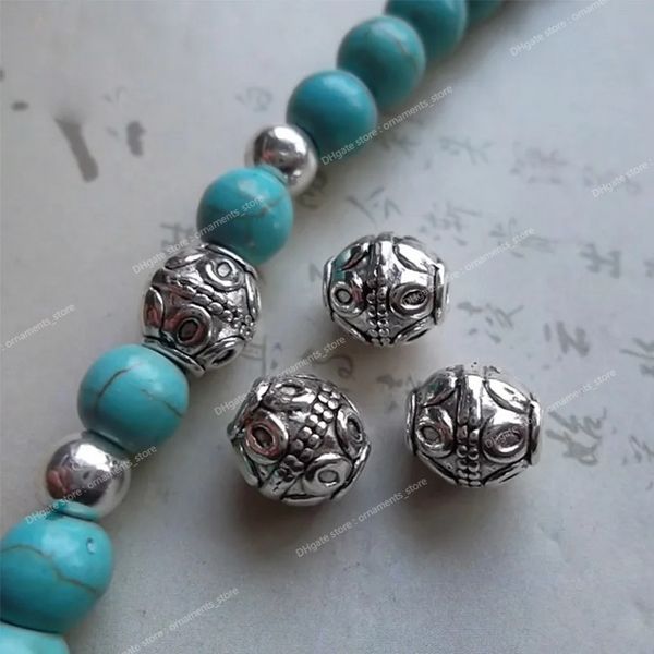 50 pcs/Lot classique Double tête Lotus baril perles d'espacement 7x8mm argent tibétain fait à la main perles de charme en vrac résultats de bijoux à bricoler soi-même Fashion JewelryBeads