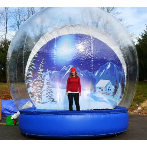 2021 New Inflatable Decoration Snow Globe For Christmas 3M Dia Human Size Snow Globe Photo Booth Customized Backdrop Christmas Yard Clear Bubble Dome