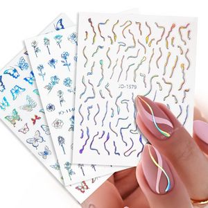 Etiqueta engomada del diseño de Star Rose Magic Aurora Nail Art pegatina holográfica efecto láser transferencia calcomanía para primavera verano DIY decoración uñas ArtStickers calcomanías