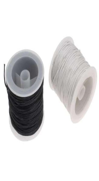 Accesorios de cordón de joyería baratos, fabricación de bricolaje para collar, pulsera, cordón de cera blanco y negro, cordón de lino encerado de 1mm, 30YardSpool7373724