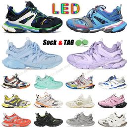 LED Track 3 Diseñador de lujo marca Hombres Mujeres Zapatos casuales Tops Tracks 3.0 zapatillas de deporte blancas y negras baratas LED Track 3.0.Deportivas Gomma Trainer De Piel Nylon Estampado Plataforma Tenis