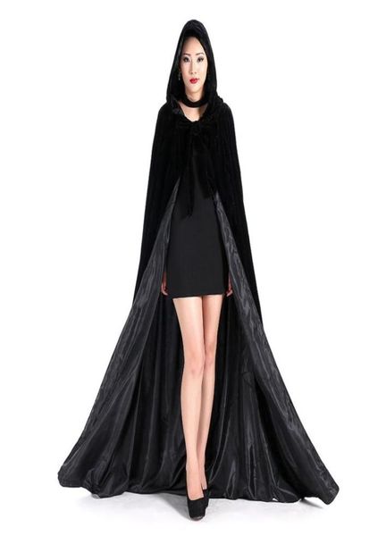 Capes à capuche en fourrure longue bon marché, Capes de mariage d'hiver, Robe Wicca chaude, Hallowmas, noël, accessoires d'événements noirs, 61168921230329