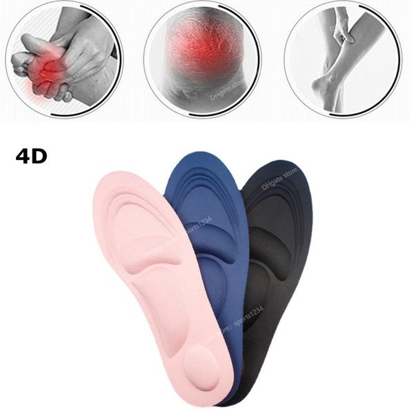 1 paire de semelles intérieures hommes femmes éponge douce soulagement de la douleur 4D mousse à mémoire de forme semelles orthopédiques chaussures pieds plats soutien de la voûte plantaire semelle intérieure coussin de Sport Camping randonnéeInsoles