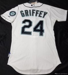 Goedkope Majestic Seattle 24 # Ken Griffey JR Cool Basis Jersey Mens Snelscherpe! Groothandel grote en lange maat XS-6XL baseball jerseys