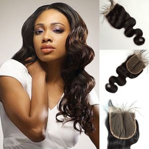 Goedkope Maleisische Maagd Menselijk Haar Gratis Deel Lace Top Sluiting Body Wave Kant Voorsluiting Gebleekte Knopen Met Baby Haar 5x5''