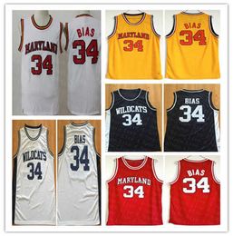 Cheap Men's Vintage Maryland Terps College 34 Len Bias Basketball Jersey Stitted Len Bias Northwestern Wildcats High School Shirts Black Wh